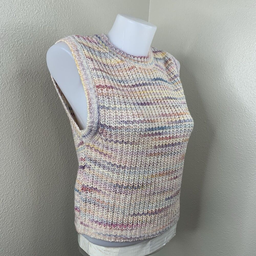 Mango MNG Women's Multi-Coloured Knitted Sweater Wool Blend Sleeveless Vest Sz S